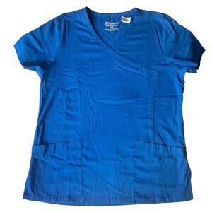 Elements Women’s Short Sleeve Nurse Blouse Size M, Solid Blue